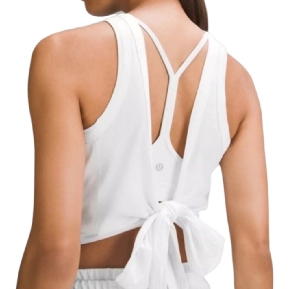 Lululemon Athletica Pure White Tie-Front Tank Top - Picture 1 of 10